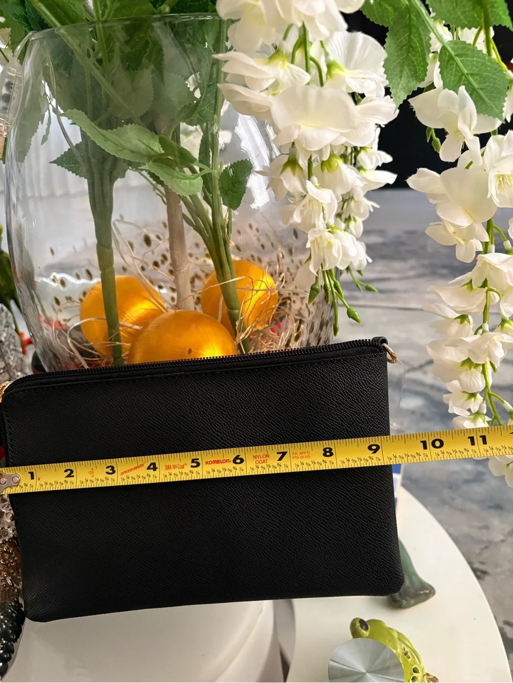 COACH Black Leather Zip Pouch with Gold Logo Print - Picture 3 of 3